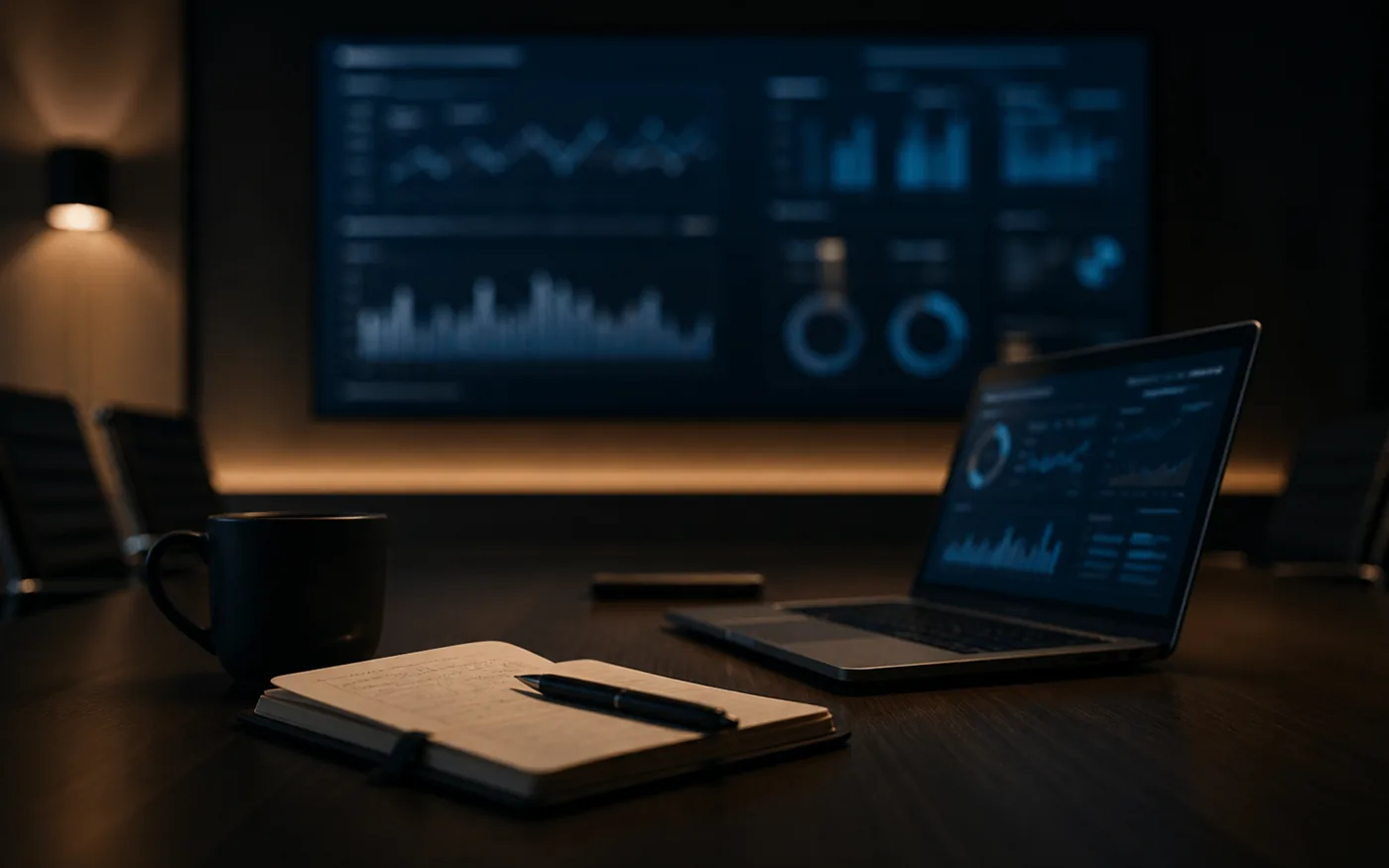 CTV performance benchmark charts reviewed in a dark analytics workspace