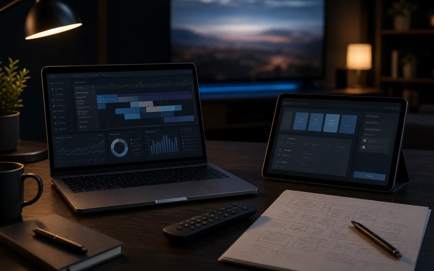 Managed media planning workspace beside a self-service CTV campaign interface