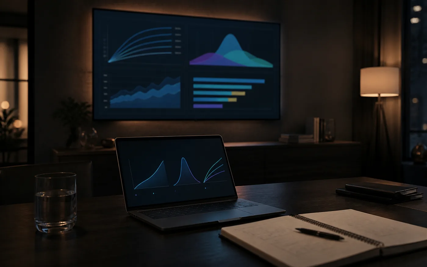 Media mix modeling response curves and budget scenarios on analytics screens